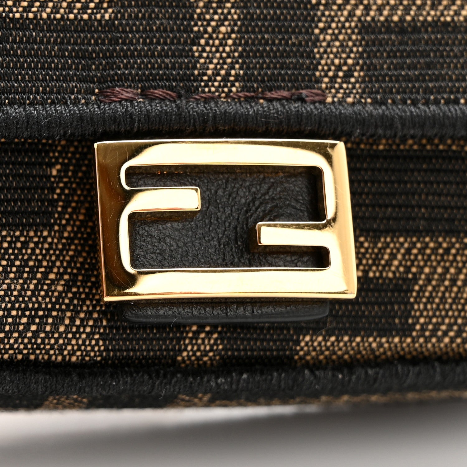 Fendi Fabric Jacquard FF 1974 Nano Baguette Charm Tobacco Moro Black 10 of 13