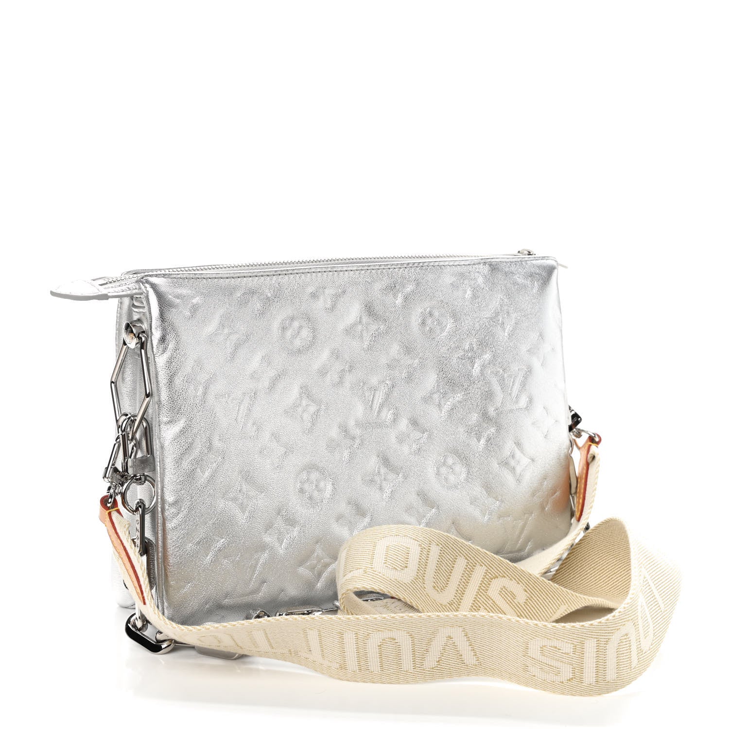 Louis Vuitton Metallic Lambskin Embossed Monogram Coussin PM Silver 3 of 11