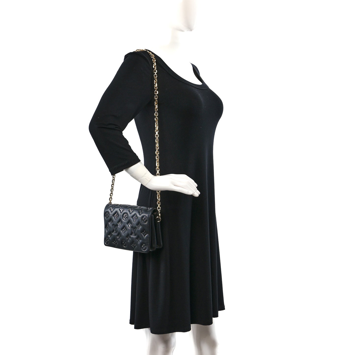 Lambskin Embossed Monogram Pochette Coussin Black