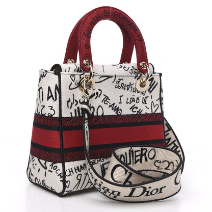 Christian Dior Canvas Medium DiorAmour Graffiti Lady D-Lite Latte 2 of 9