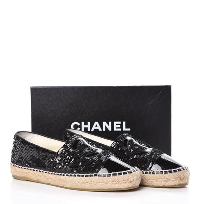 Chanel Patent Sequin CC Espadrilles 39 Black 14 of 14