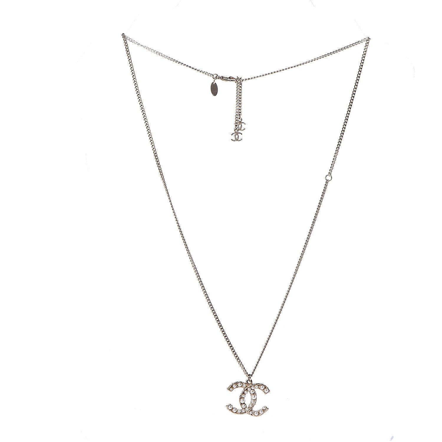 Chanel Pearl CC Pendant Necklace Gold 3 of 4