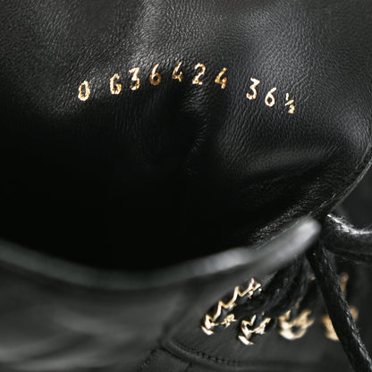 Chanel Shiny Lambskin Quilted Lace Up Combat Boots 36.5 Black 9 of 9