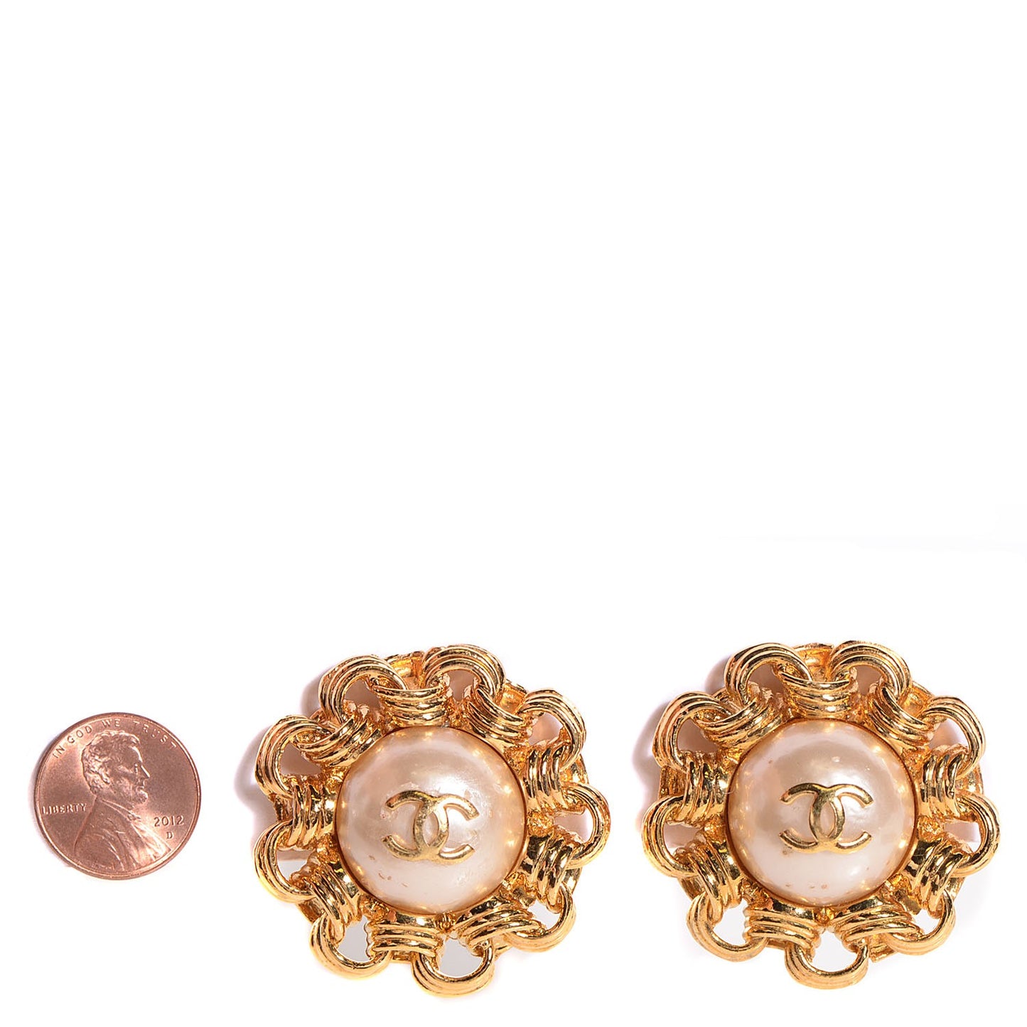 Pearl CC Clip On Earrings Gold