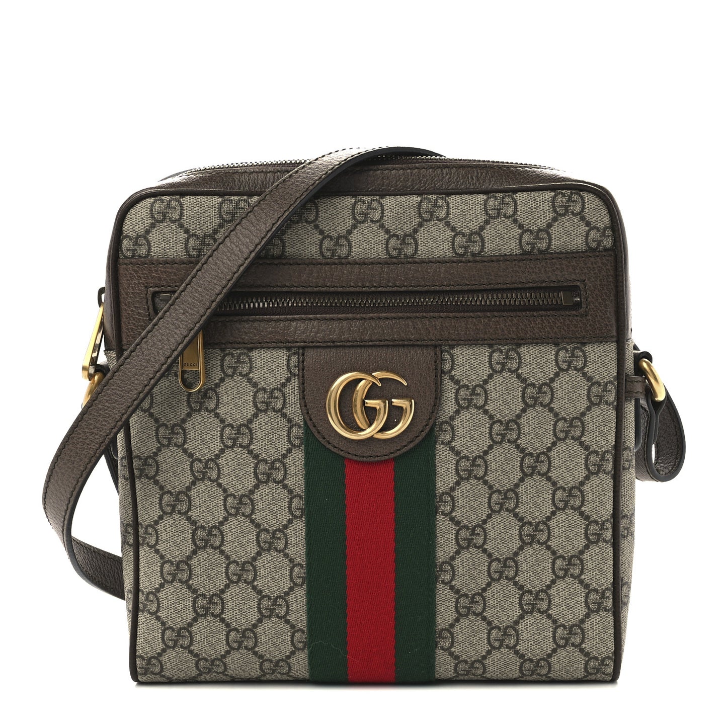 GG Supreme Monogram Web Small Ophidia Messenger Bag Brown