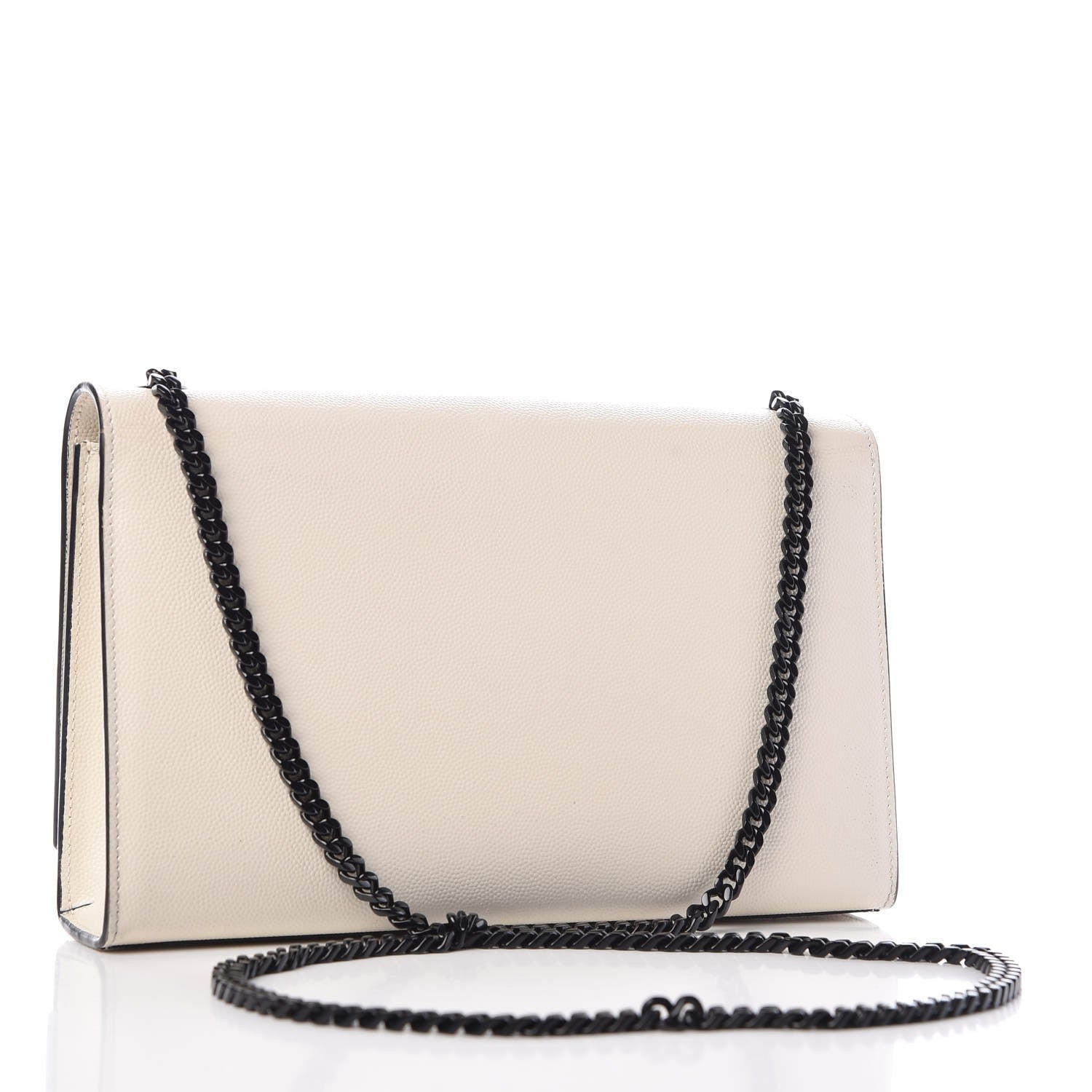 Saint Laurent Grain De Poudre Medium Classic Monogram Kate Satchel Porcellana Black 3 of 12