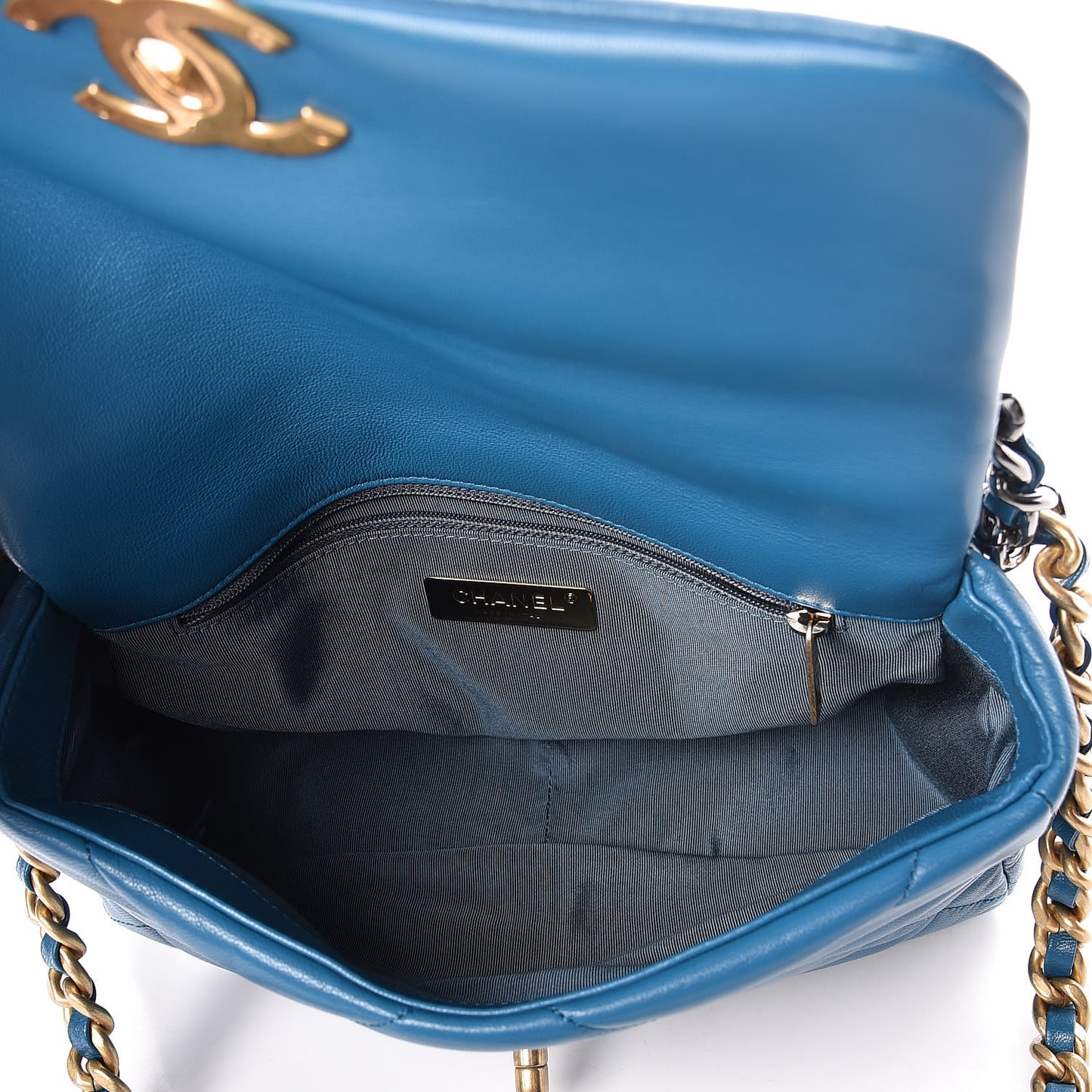 Goatskin Quilted Medium 19 Flap Turquoise