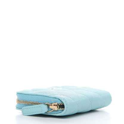 Chanel Caviar Quilted Zip Coin Purse Light Blue 4 of 8