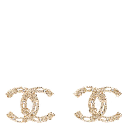 Chanel Crystal CC Camellia Earrings Gold 1 of 5