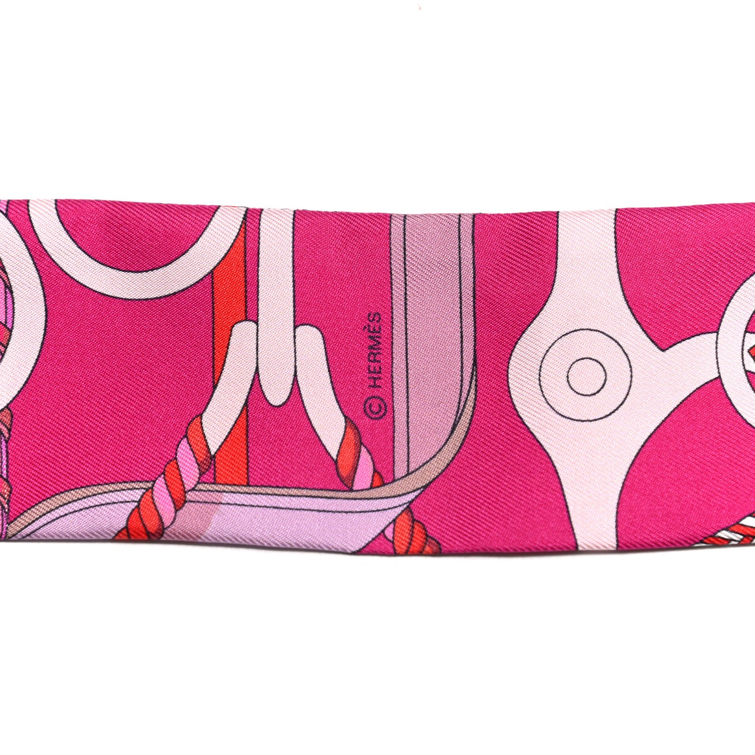 Hermes Silk Panoplie Equestre Twilly Fuchsia Rose Rouge 3 of 4