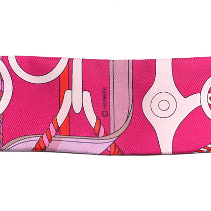 Hermes Silk Panoplie Equestre Twilly Fuchsia Rose Rouge 3 of 4
