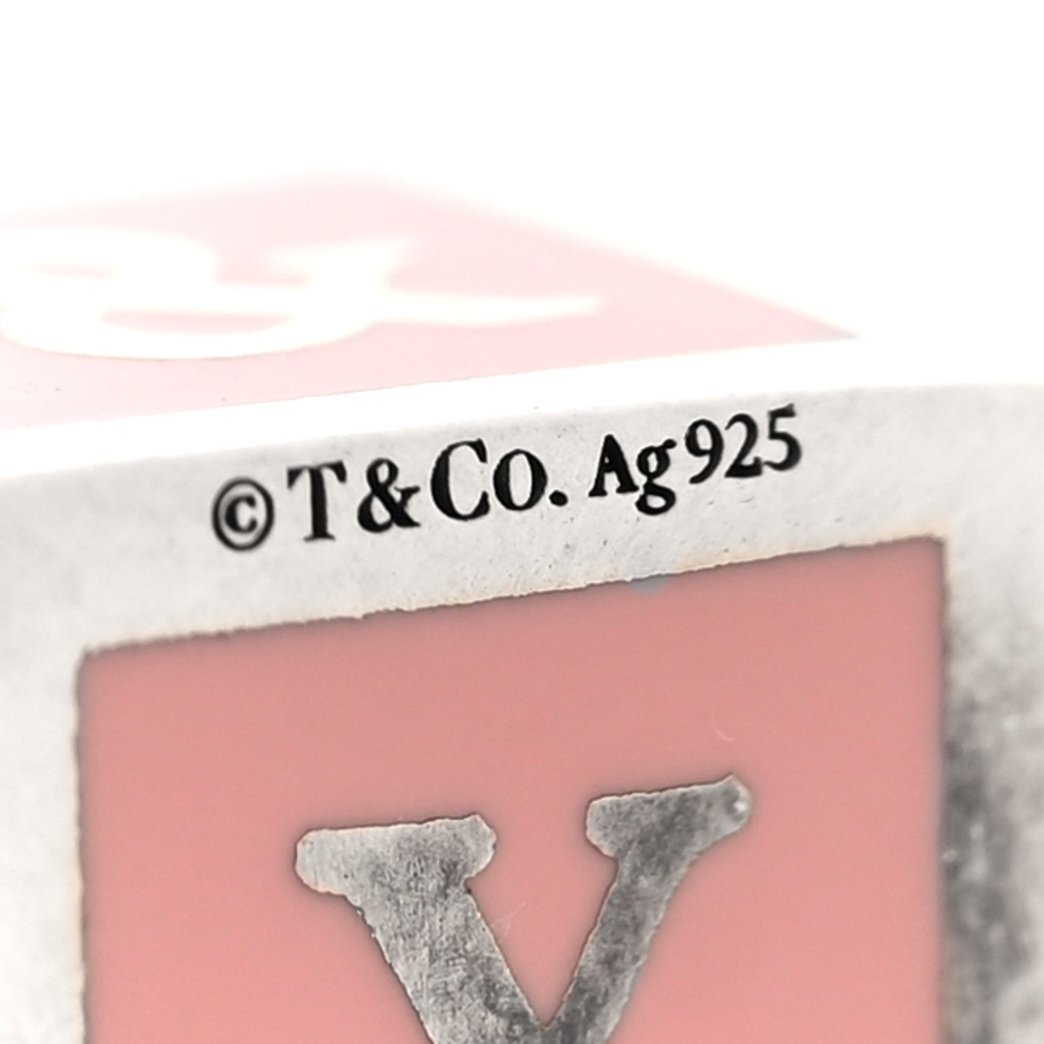 Tiffany Sterling Silver Enamel Baby Block Cube Charm Pink 3 of 3