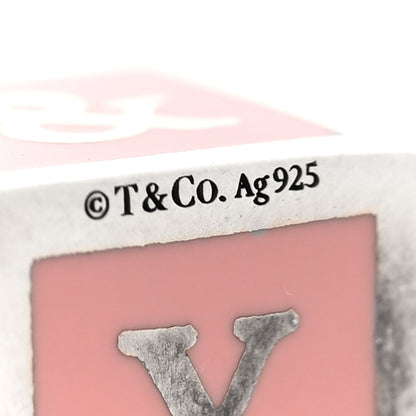 Tiffany Sterling Silver Enamel Baby Block Cube Charm Pink 3 of 3