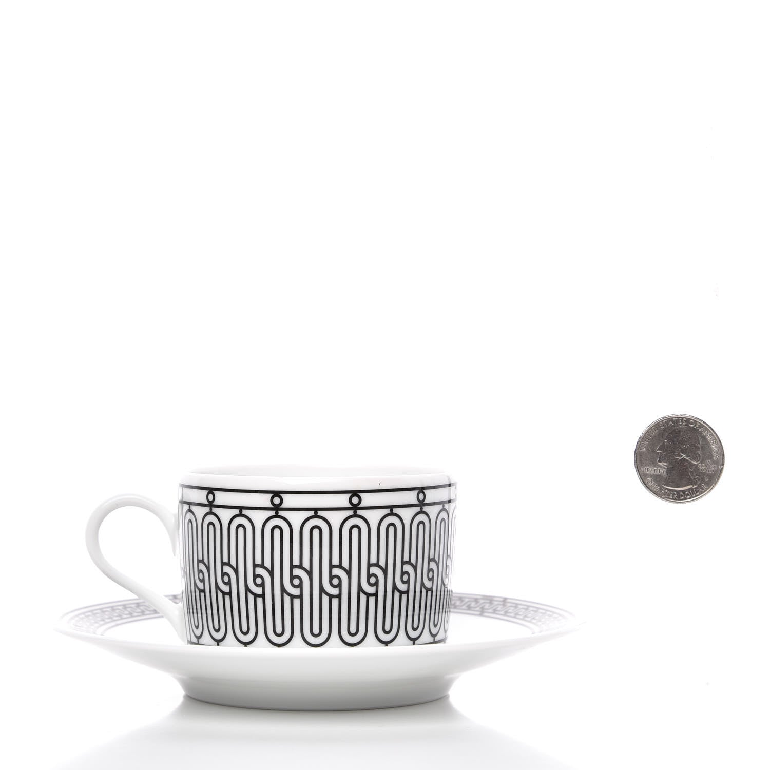 Hermes Porcelain H Deco Tea Cup And Saucer Set Of 2 3 of 8