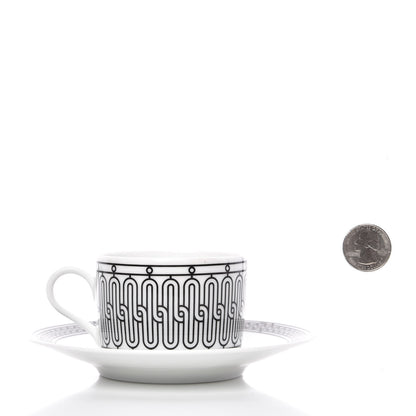 Hermes Porcelain H Deco Tea Cup And Saucer Set Of 2 3 of 8