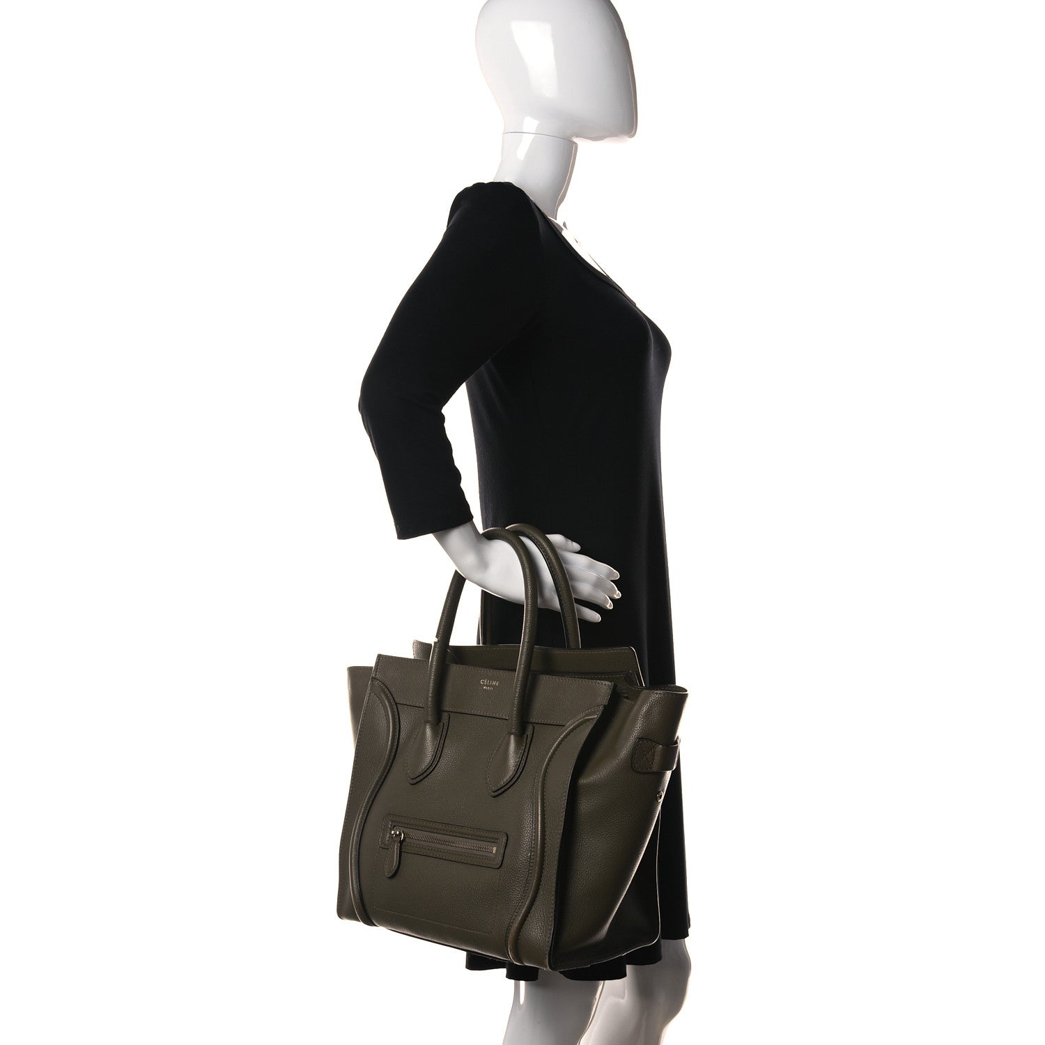 Celine Drummed Calfskin Mini Luggage Jungle 2 of 6