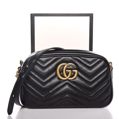 Gucci Calfskin Matelasse Small GG Marmont Chain Shoulder Bag Black 8 of 8
