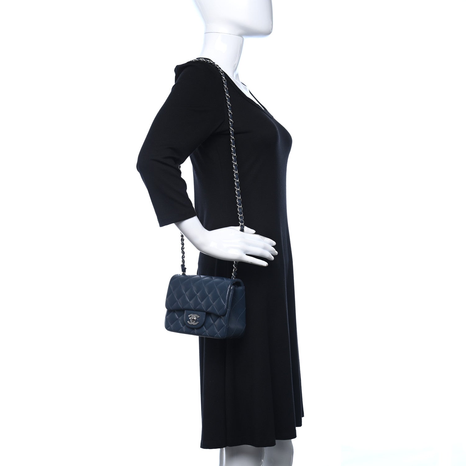 Chanel Lambskin Quilted Mini Square Flap Blue 2 of 9