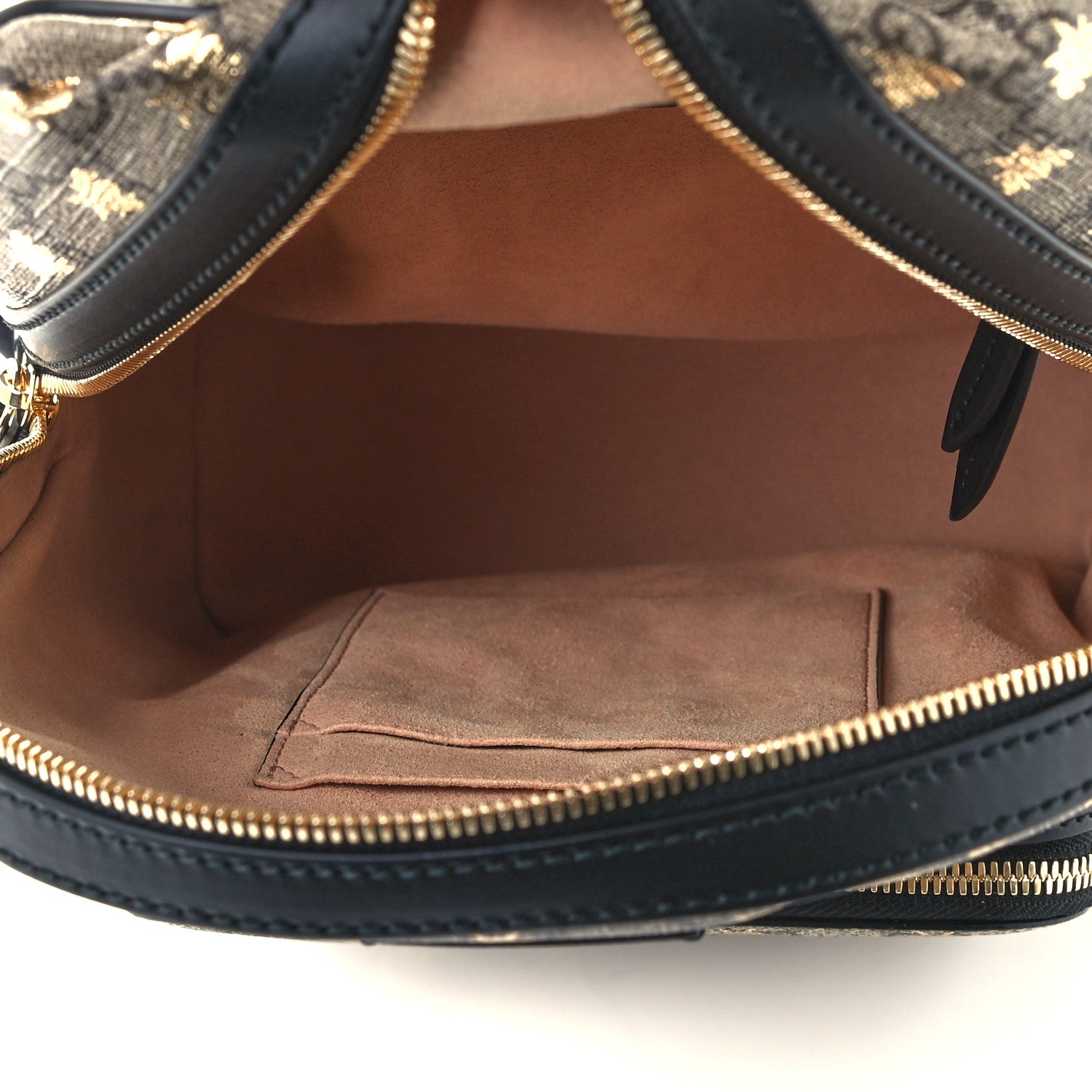 Gucci GG Supreme Monogram Bees Print Small Day Backpack Beige Oro Black 5 of 11