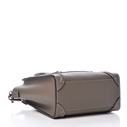 Celine Drummed Calfskin Nano Luggage Souris 4 of 10