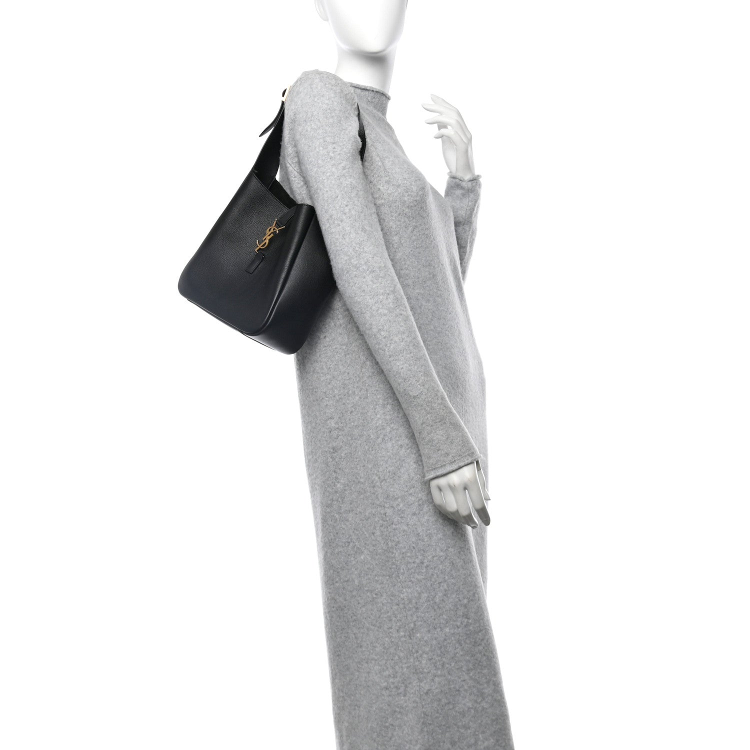 Saint Laurent Grained Calfskin Small Le 5 A 7 Soft Hobo Black 2 of 10