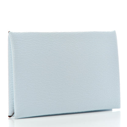 Hermes Chevre Mysore Verso Calvi Card Case Bleu Brume Brique 3 of 6