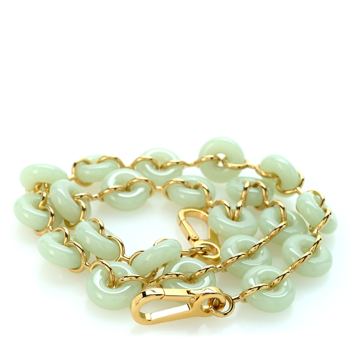 Brass Donut Chain Shoulder Strap Light Green