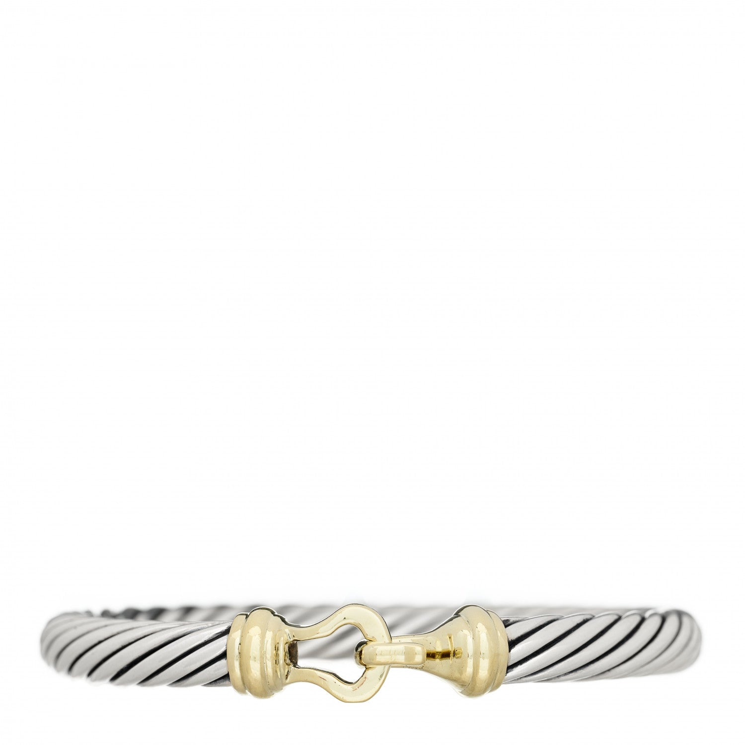 David Yurman Sterling Silver 14K Yellow Gold 7mm Cable Classic Buckle Bracelet 1 of 3