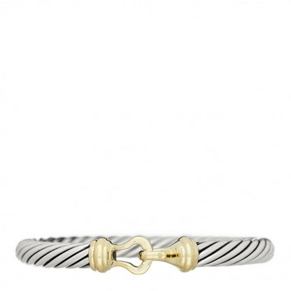 David Yurman Sterling Silver 14K Yellow Gold 7mm Cable Classic Buckle Bracelet 1 of 3