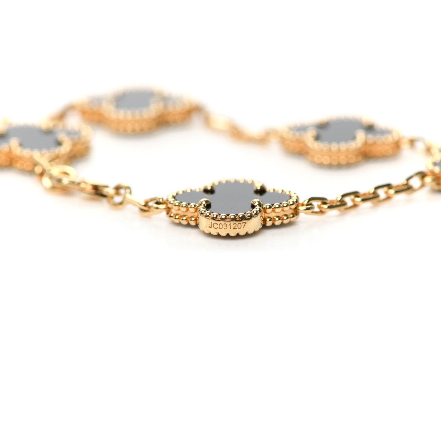 Van Cleef & Arpels 18K Yellow Gold Black Onyx 5 Motifs Vintage Alhambra Bracelet 5 of 8