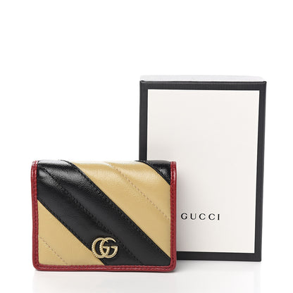 Gucci Azalea Calfskin Matelasse Diagonal Patchwork Torchon GG Marmont Card Case Wallet Black Beige Romantic Cerise 7 of 7