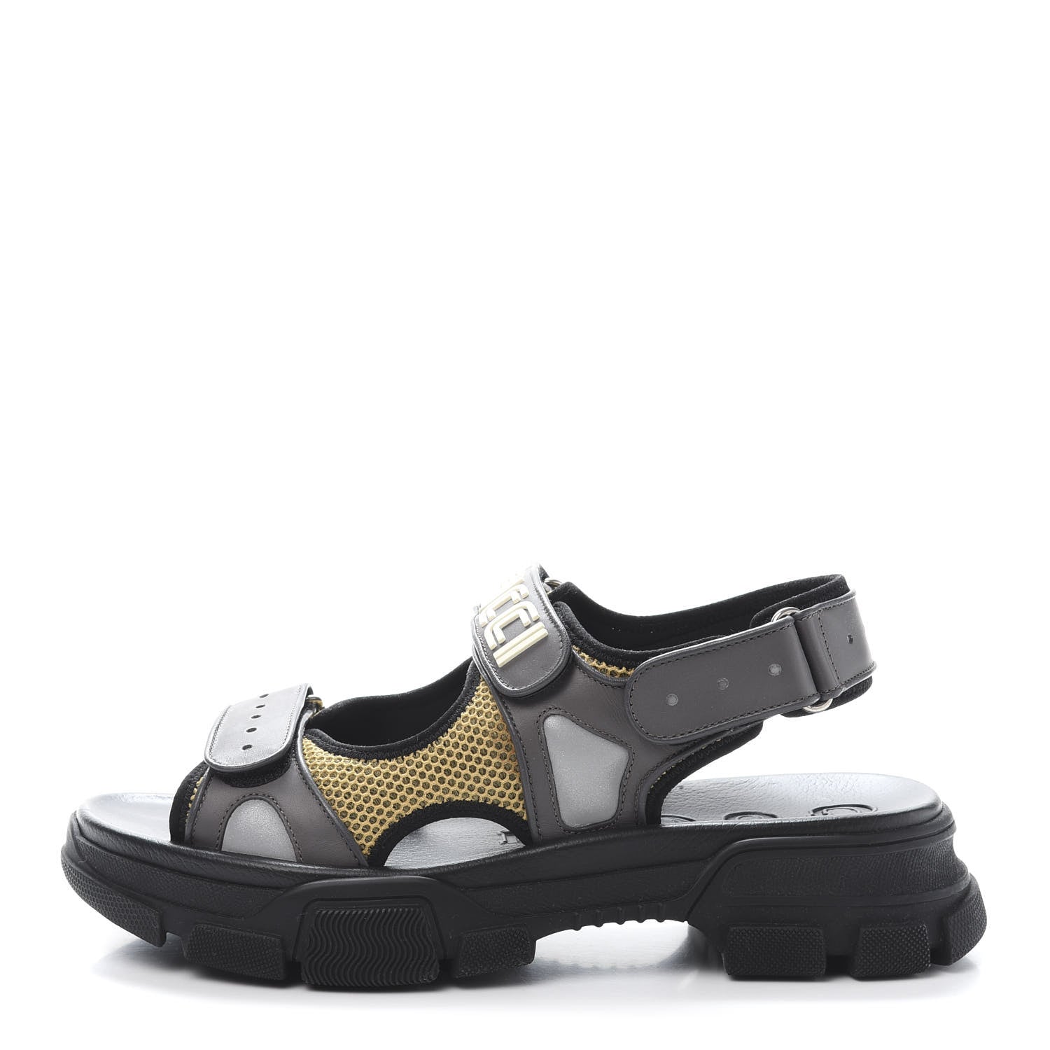 Gucci X SEGA Nappa Mesh Mens Aguru Sandals 10.5 Loess Black 1 of 9