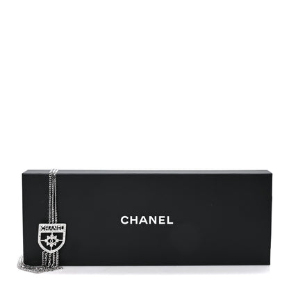 Chanel Baguette Crystal CC Shield Multi Strand Long Chain Necklace Silver 5 of 5