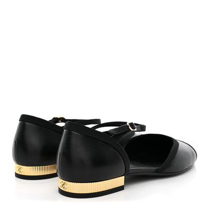 Chanel Lambskin Grosgrain Cap Toe Mary Jane Flats 38.5 Black 5 of 10