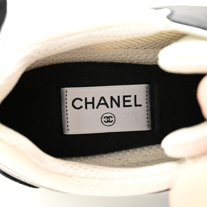 Chanel Mesh Suede Calfskin Grained Calfskin Womens CC Sneakers 40 Black White Silver 6 of 10