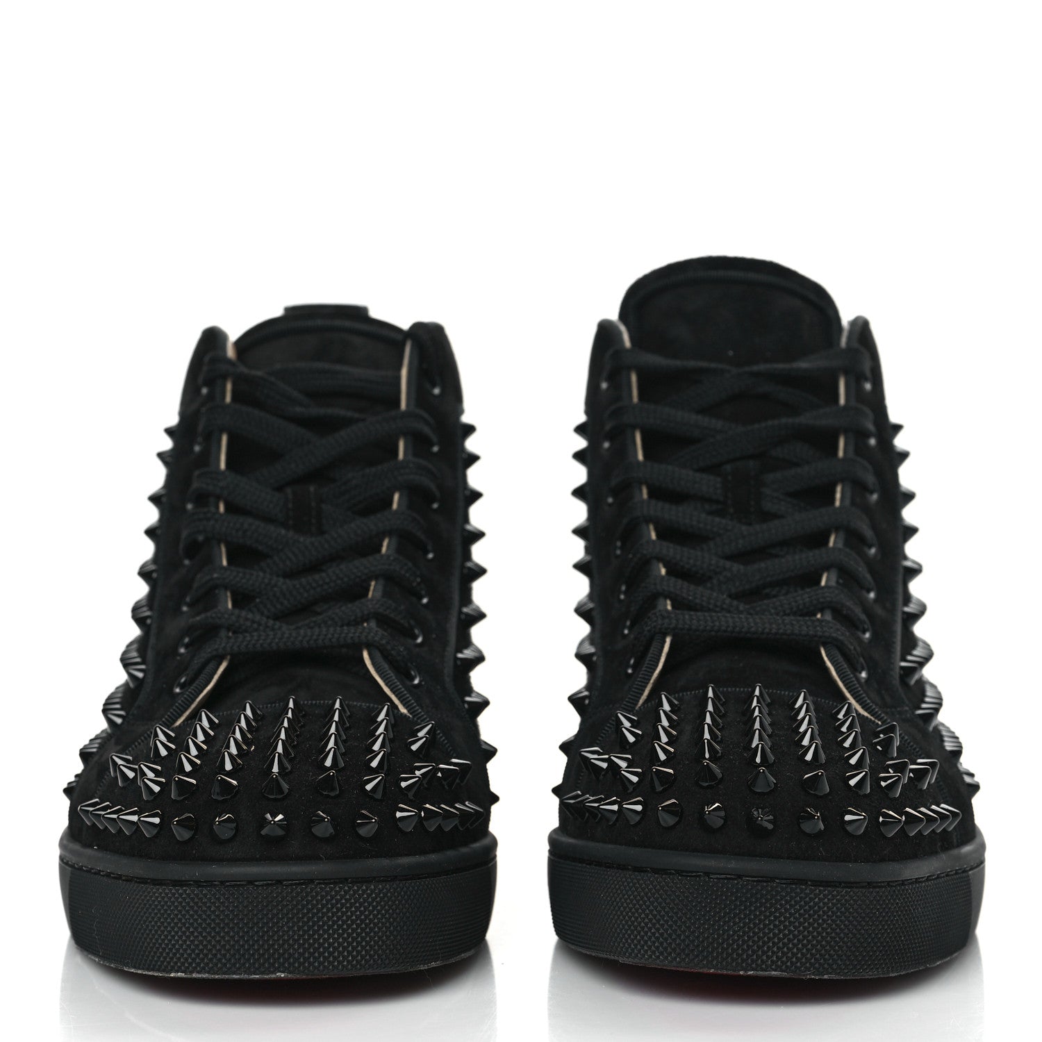 Christian Louboutin Veau Velours Mens Louis Orlato Flat Spikes Sneakers 42 Black 2 of 9