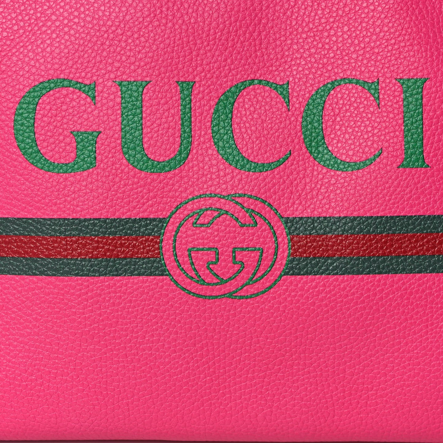 Pebbled Calfskin Medium Logo Portfolio Clutch Box Pink Green