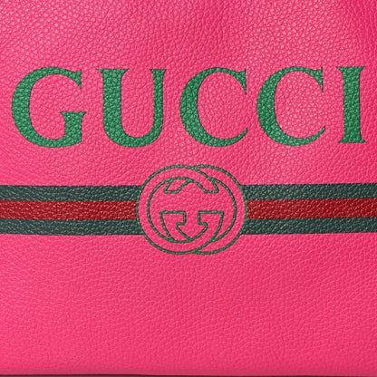 Gucci Pebbled Calfskin Medium Logo Portfolio Clutch Box Pink Green 8 of 11