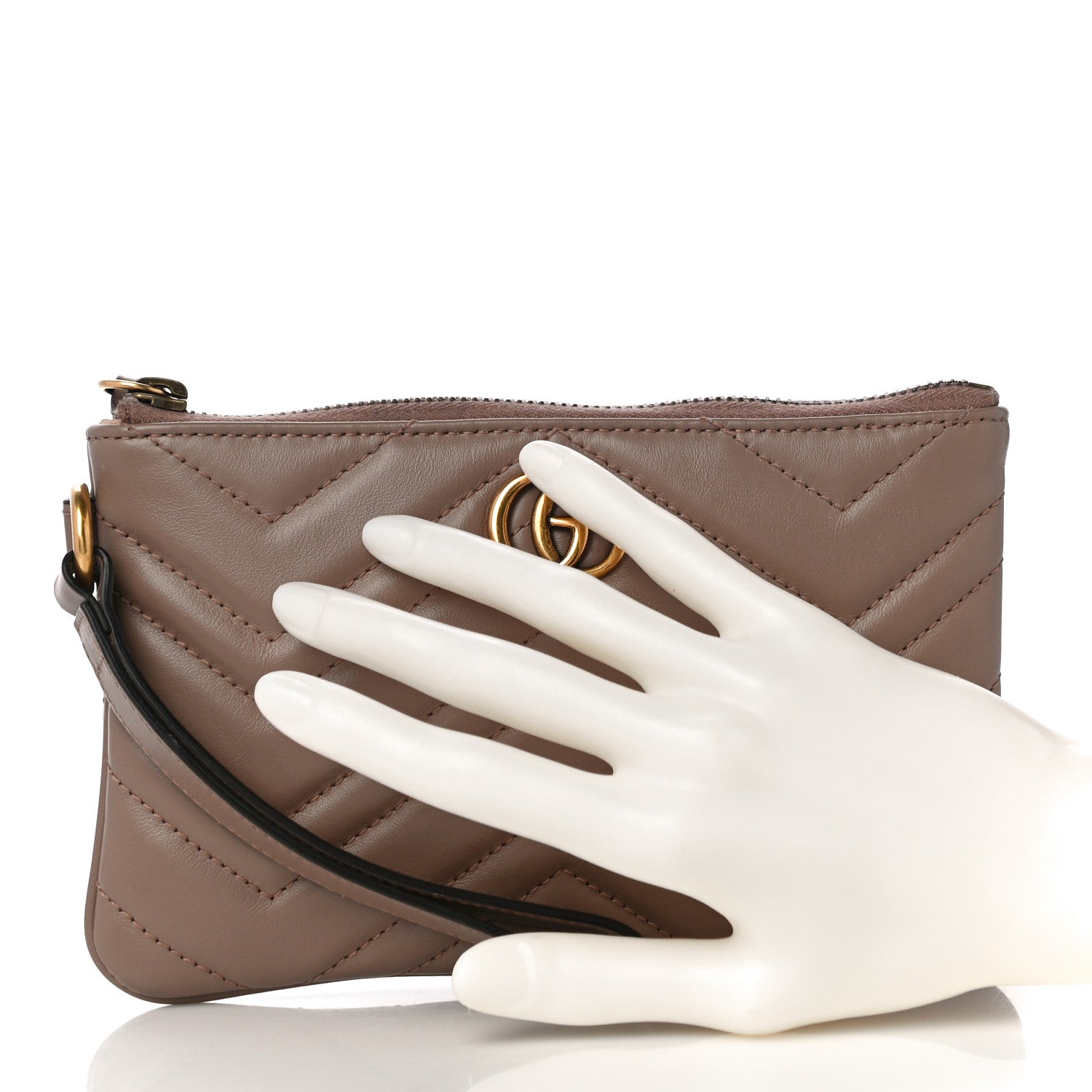 Gucci Calfskin Matelasse GG Marmont Wrist Wallet Porcelain Rose 2 of 13