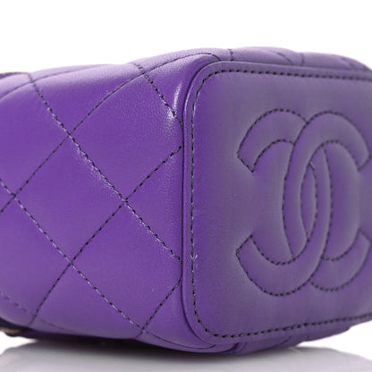 Chanel Lambskin Quilted Top Handle Mini Vanity Case With Chain Purple 9 of 14