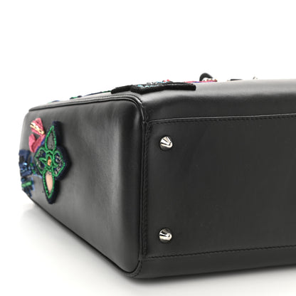 Christian Dior Smooth Calfskin Embroidered Beaded Floral Medium Lady Dior Black 8 of 9