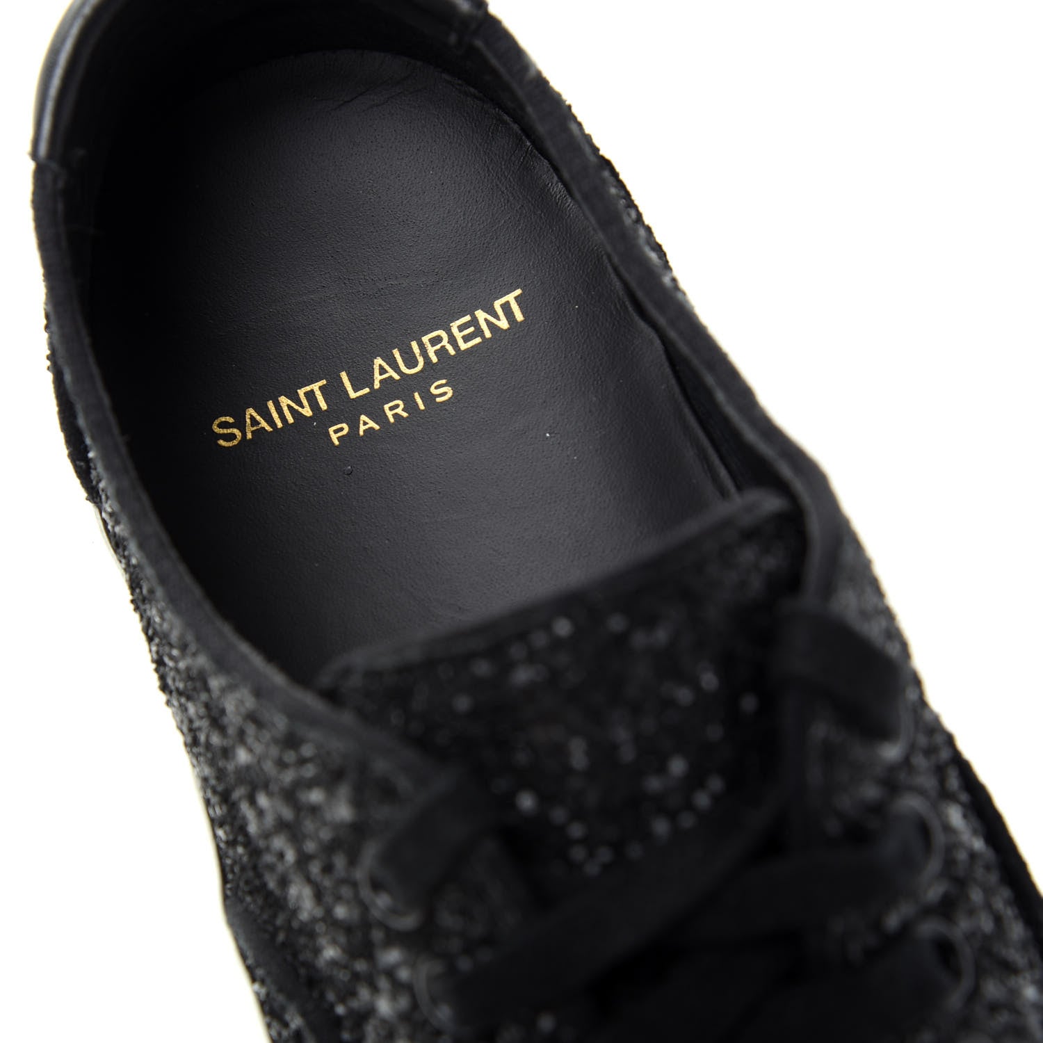Saint Laurent Calfskin Crystal Glitter Venice Low Top Sneakers 38.5 Black 8 of 11