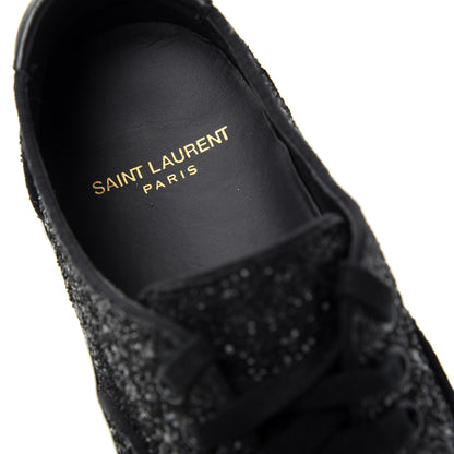 Saint Laurent Calfskin Crystal Glitter Venice Low Top Sneakers 38.5 Black 8 of 11