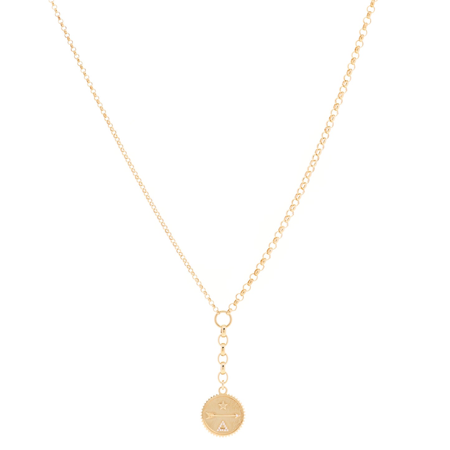 18K Yellow Gold Diamond Medium Dream Medallion Mixed Belcher Extension Chain Necklace