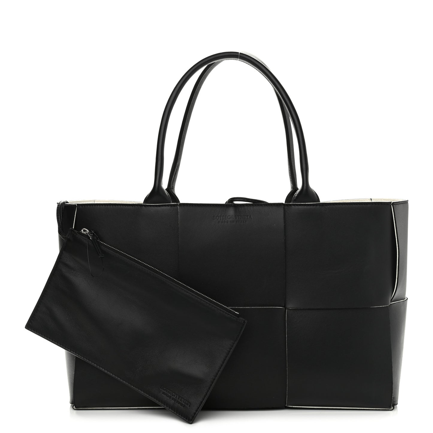 Nappa Maxi Intrecciato Arco Tote Black White