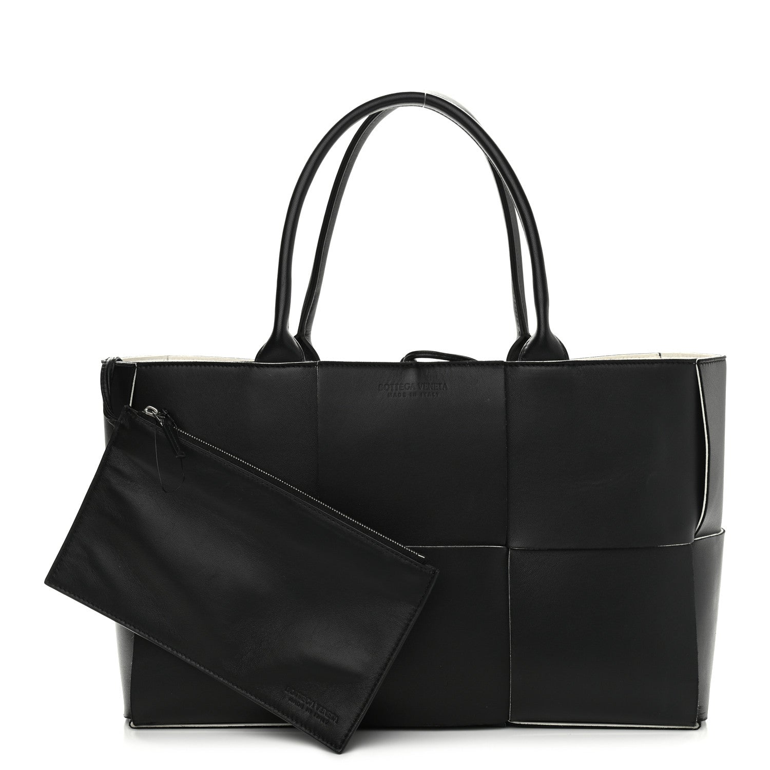 Bottega Veneta Nappa Maxi Intrecciato Arco Tote Black White 1 of 15