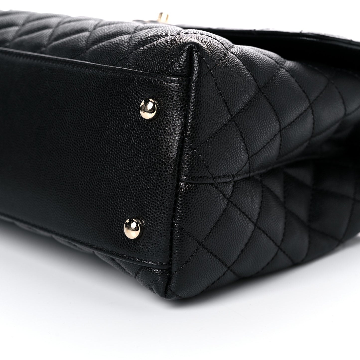 Caviar Quilted Medium Coco Handle Flap Black
