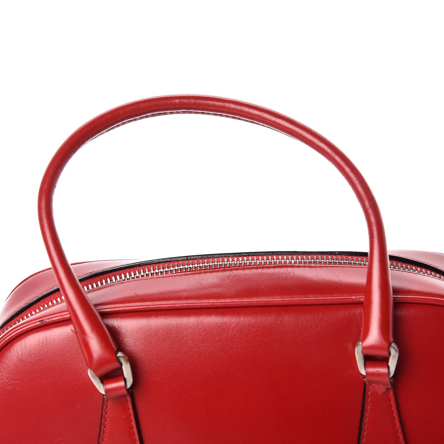 Vitello Lux Mini Bowling Bag Rosso