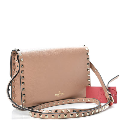 Valentino Garavani Pebbled Calfskin Medium Rockstud Flip Lock Crossbody Bag Skin Sorbet 3 of 9