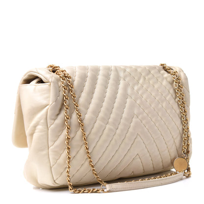 Chanel Calfskin Surpique Chevron Large Flap Beige 2 of 22
